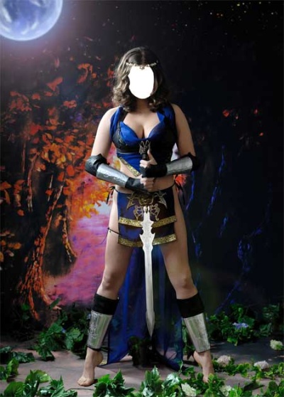 Шаблон для Фотошоп - Девушка с мечом