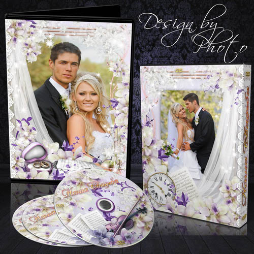 скачать Обложка и задувка на DVD диск - Свадебные орхидеи бесплатно или скачать фотошоп фильтр шаблон кисти шрифт