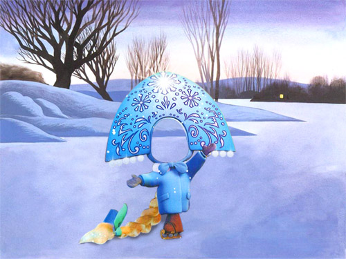 скачать Детский шаблон - Снегурочка на коньках бесплатно или скачать фотошоп фильтр шаблон кисти шрифт