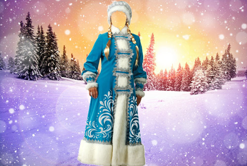 скачать Женский шаблон - Снегурочка в синем костюме бесплатно или скачать фотошоп фильтр шаблон кисти шрифт